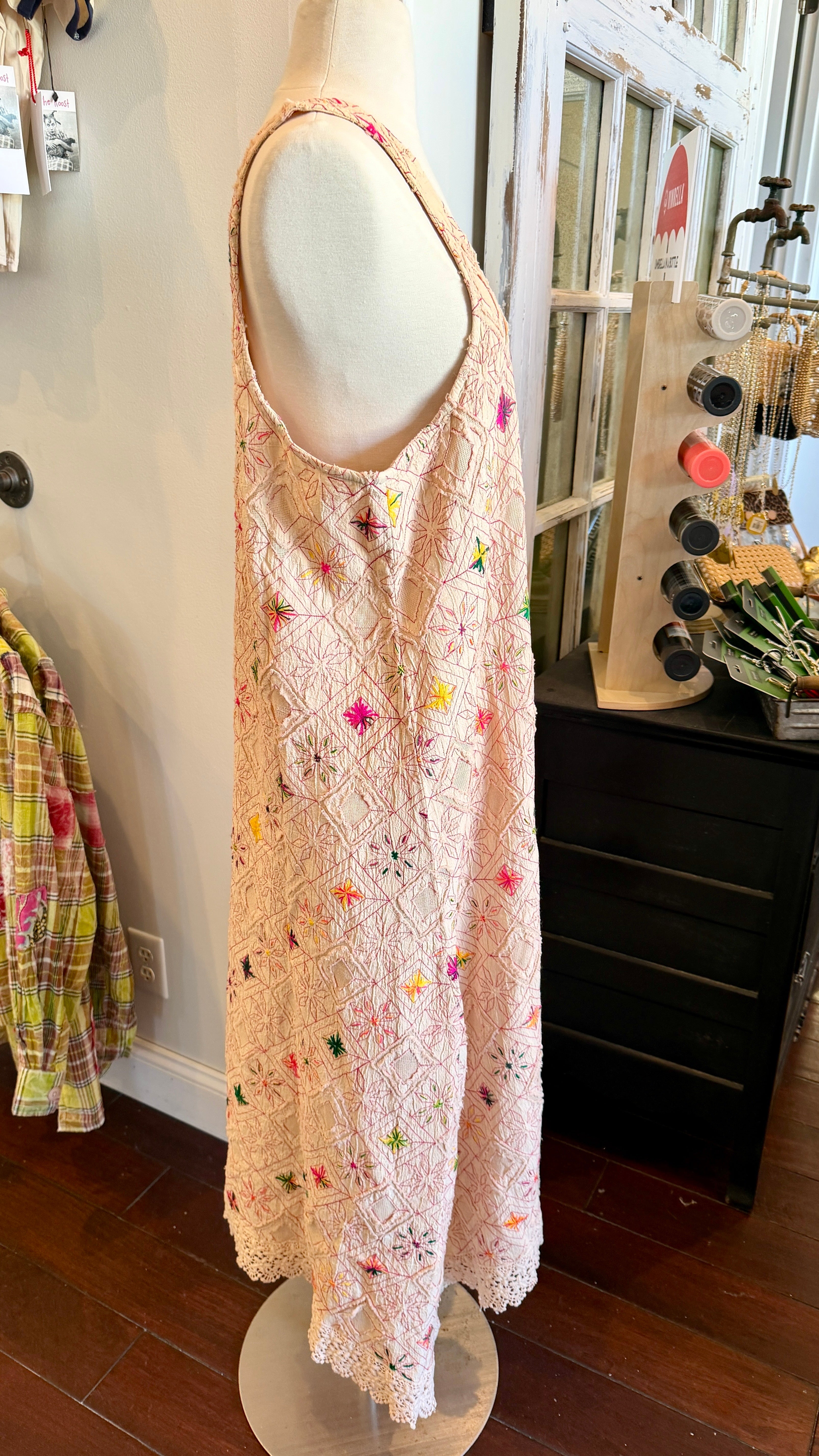 Jaded Gypsy Embroidered Lace Hem Maxi Dress