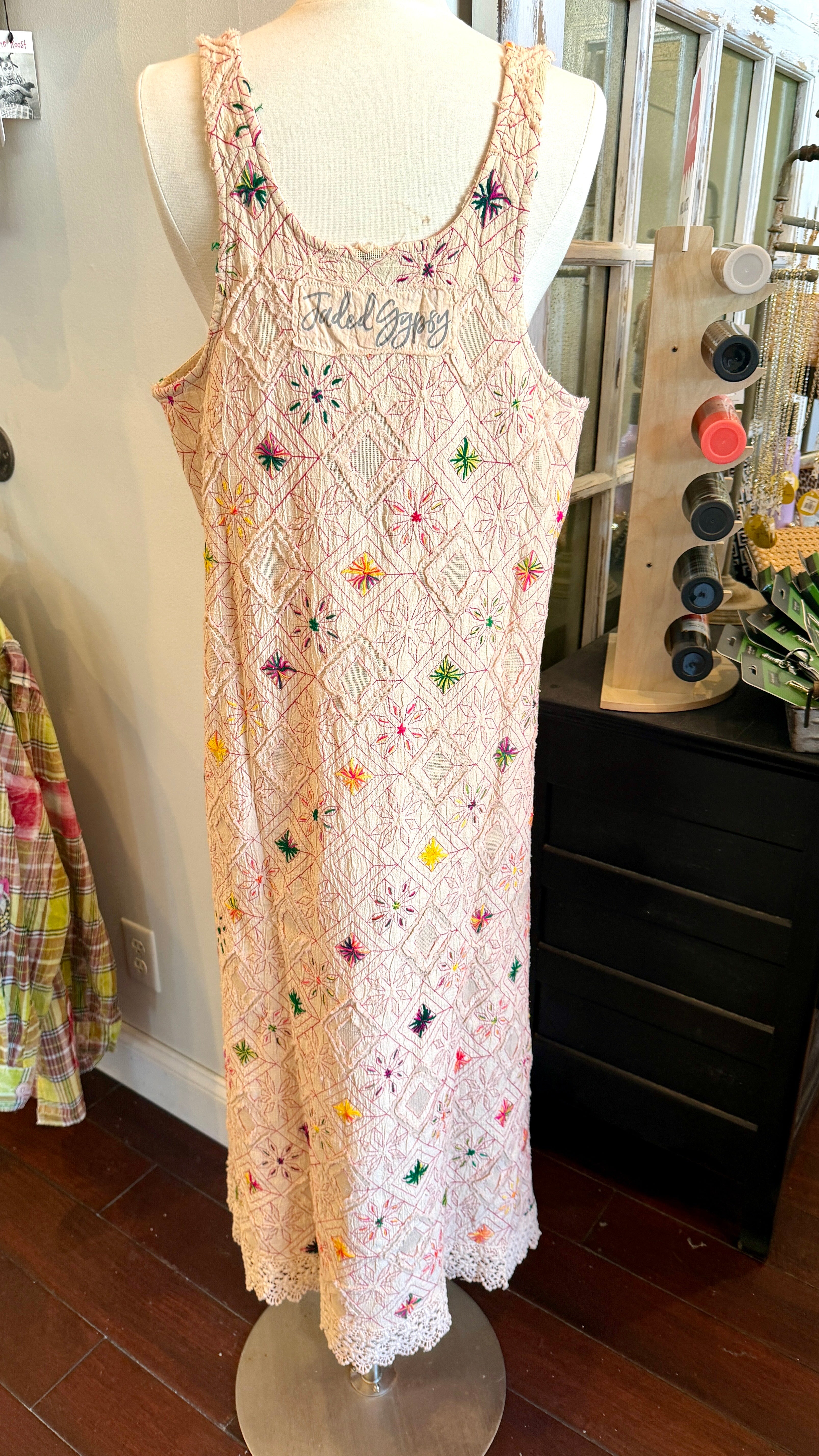 Jaded Gypsy Embroidered Lace Hem Maxi Dress