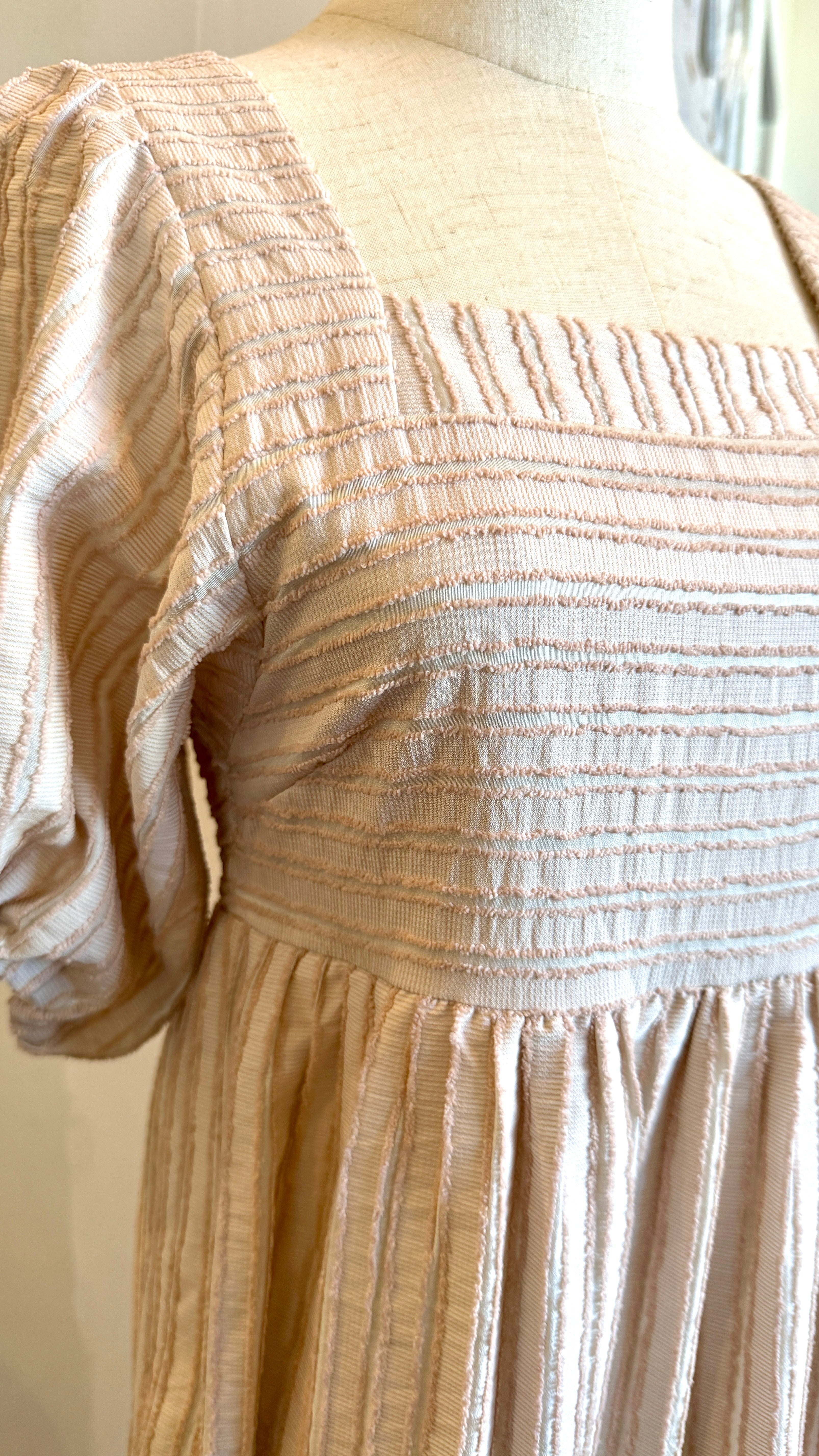 J.NNA Textured Smocked Midi Dress