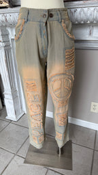Paper Lace Retro Peace Patch Jeans