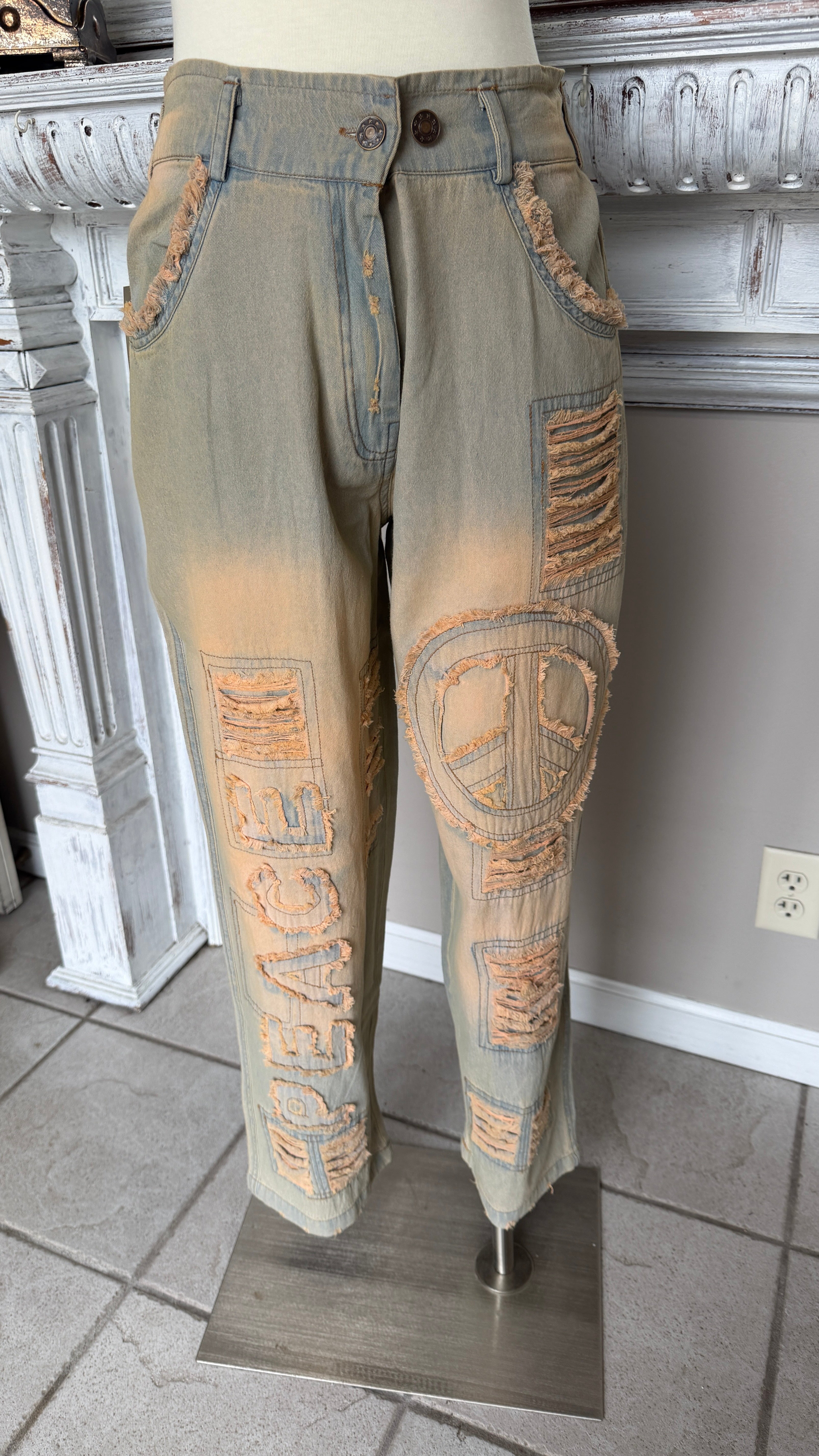 Paper Lace Retro Peace Patch Jeans