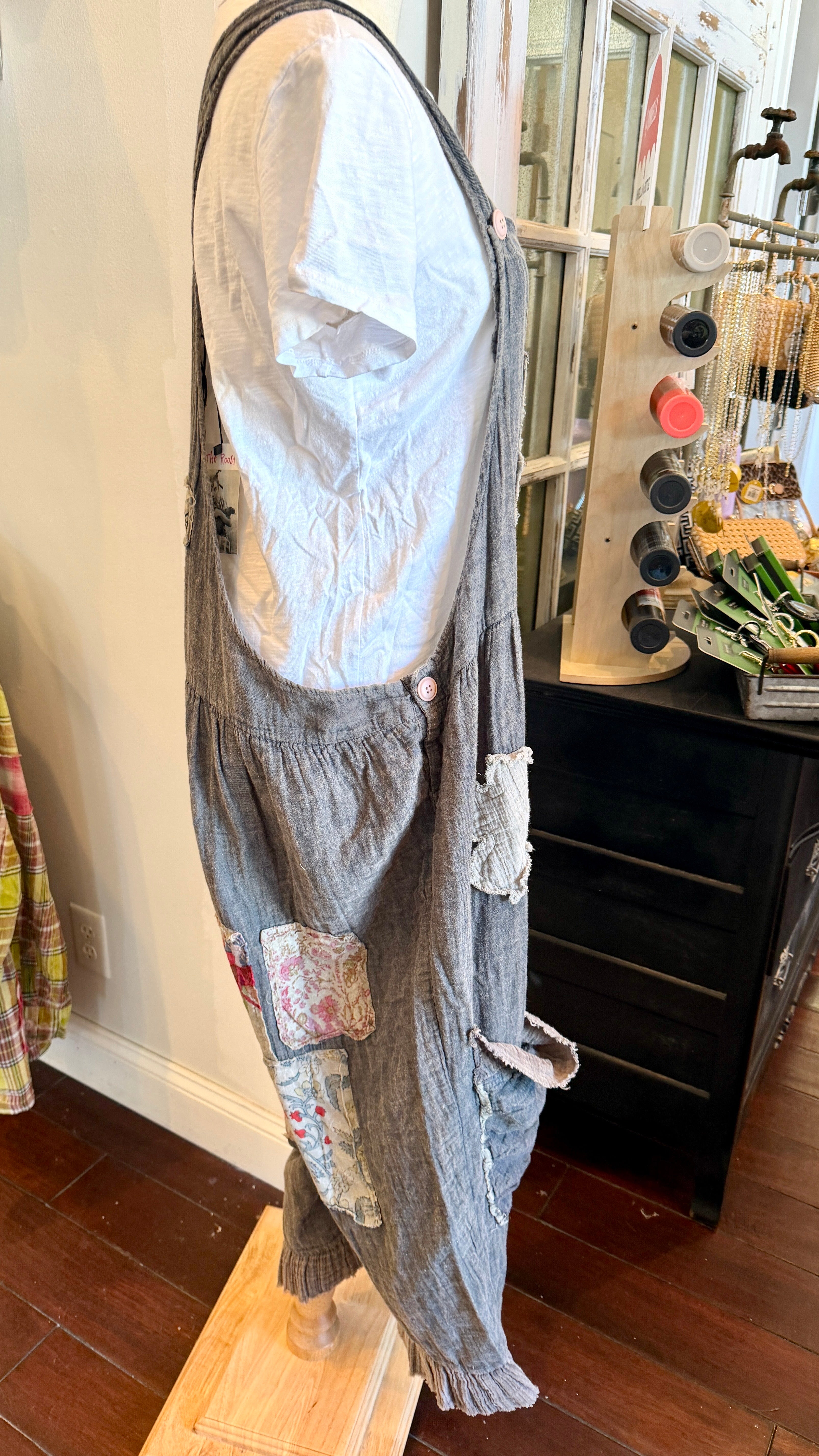 Jaded Gypsy Patchwork Overall Jumpsuit