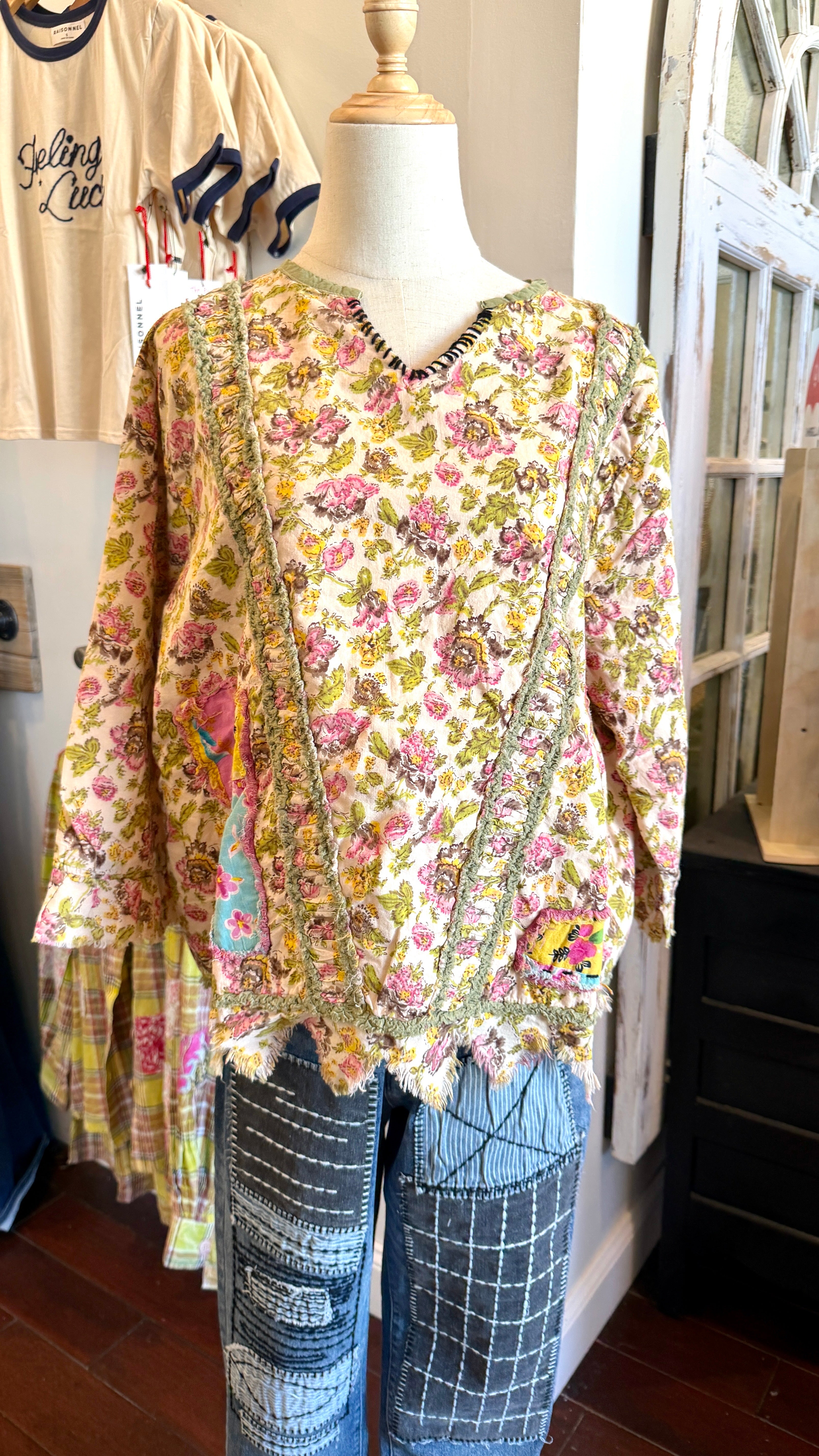Jaded Gypsy Patchwork Floral Top