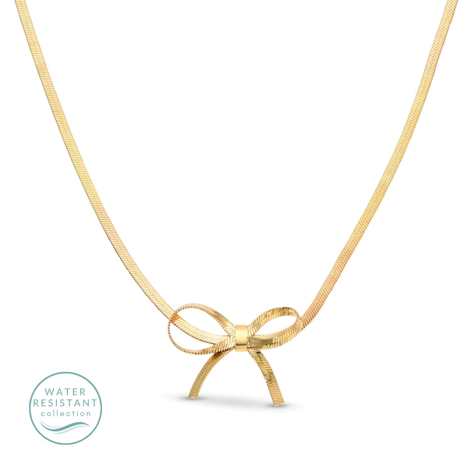 Golden Bow Herringbone Necklace - Preorder