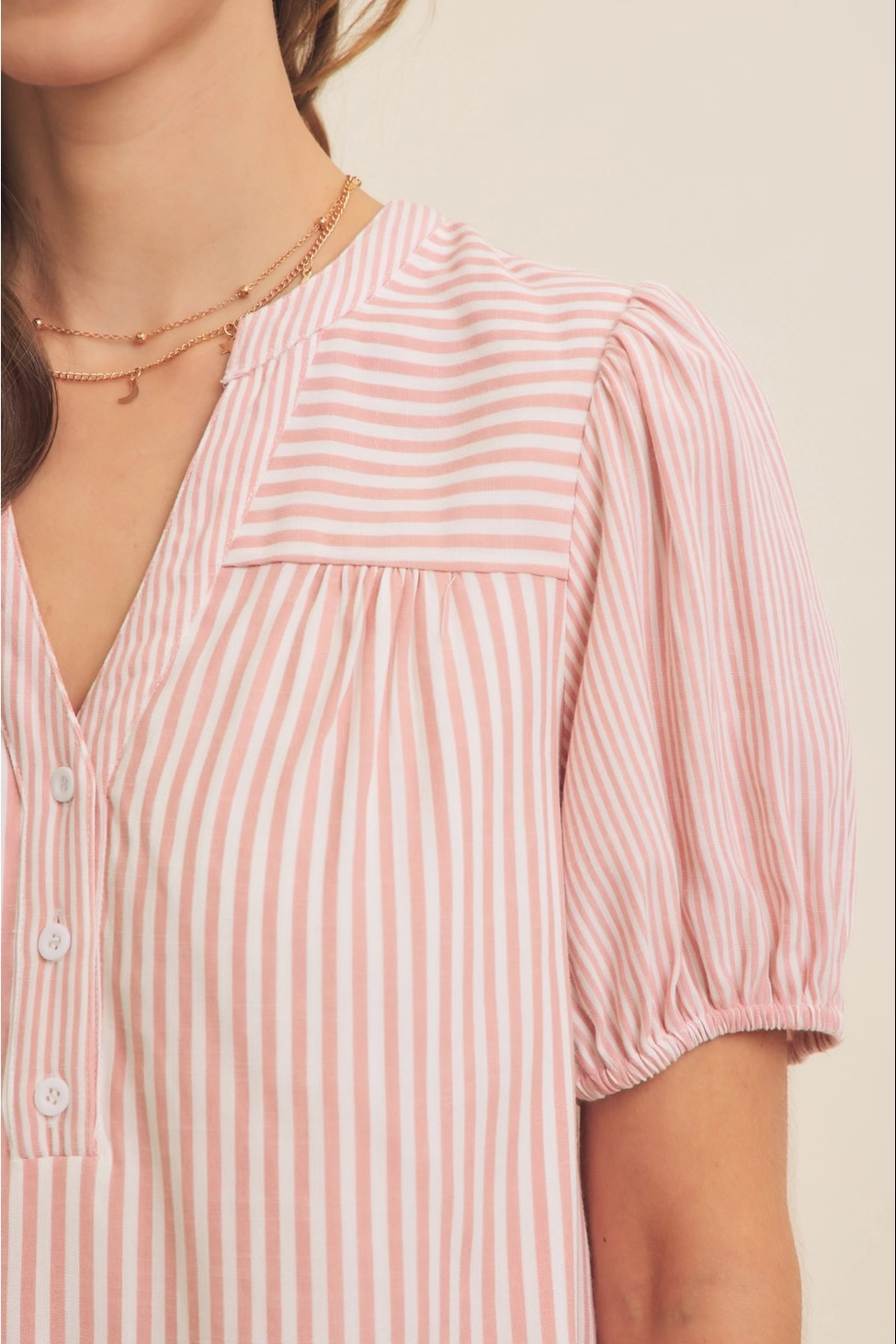 The Soft Coral Stripe Mini Dress