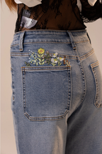 Meadow Bloom Wide Leg Embroidered Crop Jeans – Preorder