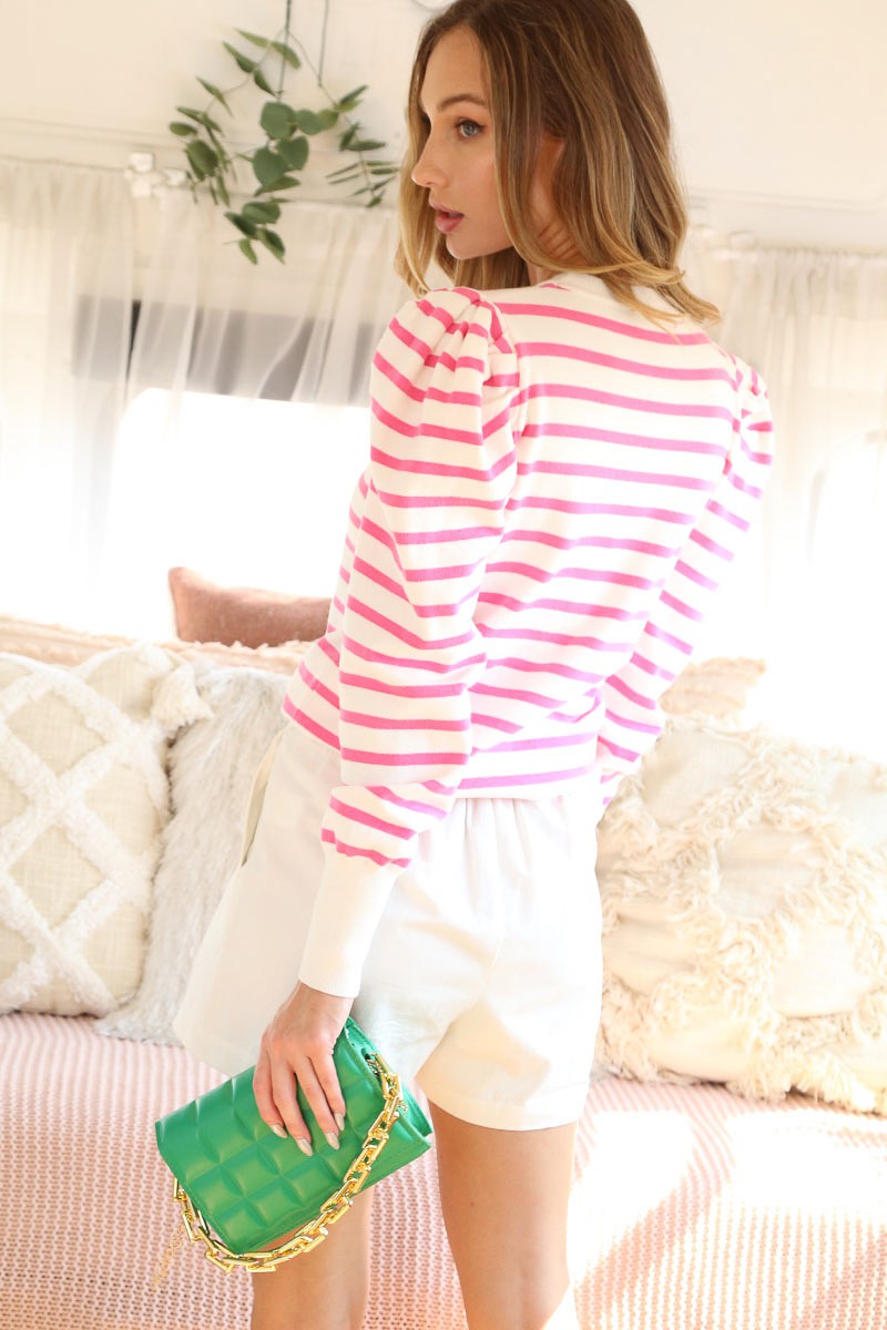 The Statement Stripe Puff Top - Preorder