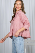 The Red Willow Ruffle Stripe Shirt - Preorder