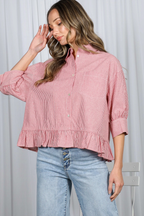 The Red Willow Ruffle Stripe Shirt - Preorder