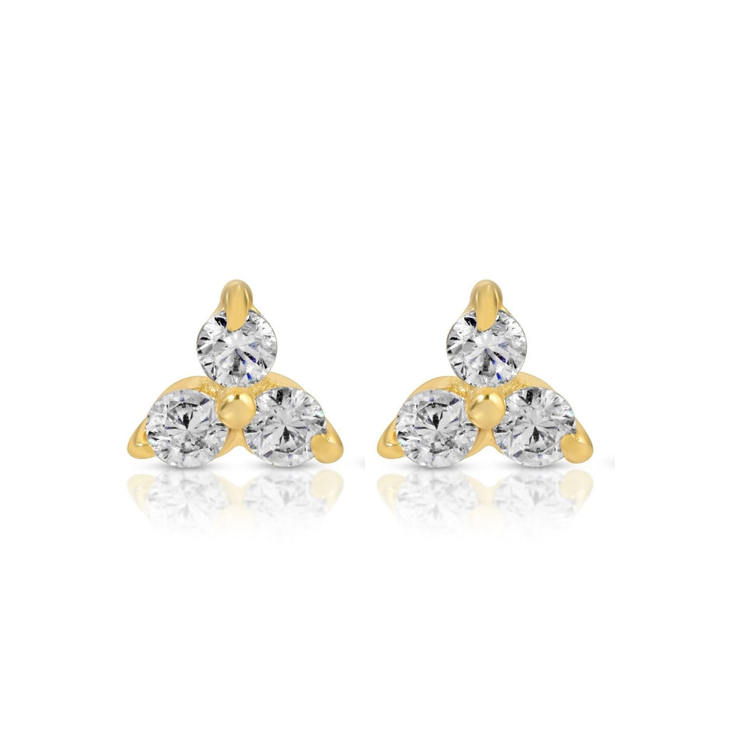 Triple CZ Cluster Stud Earrings - Preorder