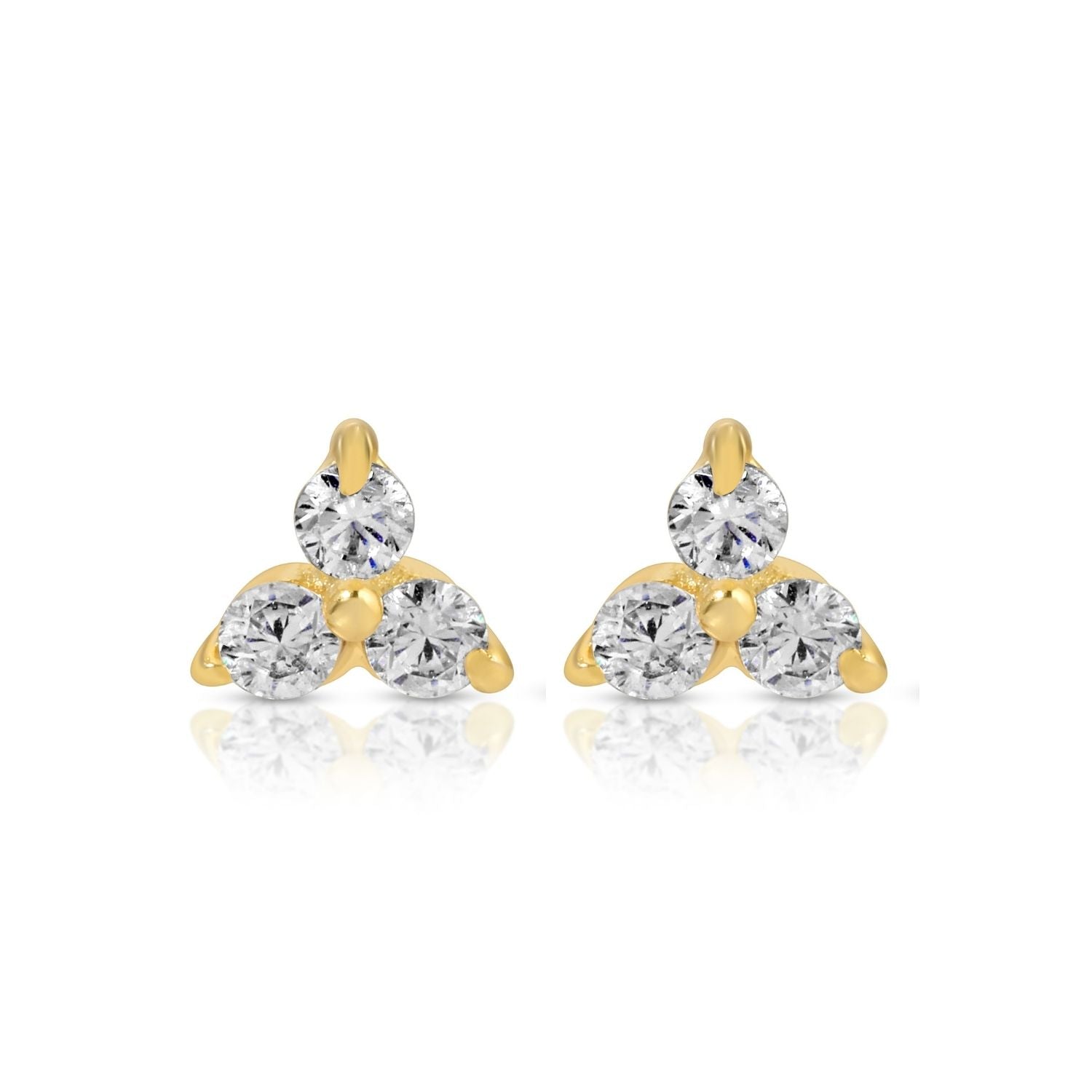 Triple CZ Cluster Stud Earrings - Preorder